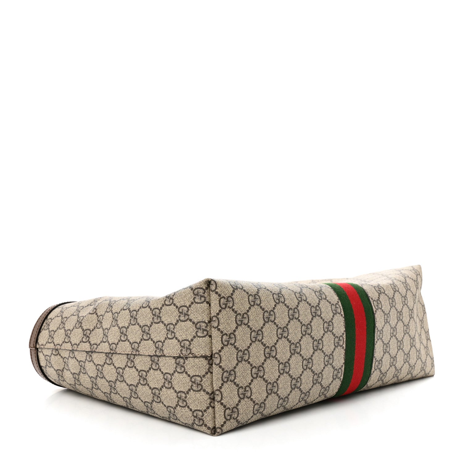 Gucci GG Supreme Monogram Textured Calfskin Web Medium Ophidia Shopping Tote Beige Ebony New Acero 4 of 10