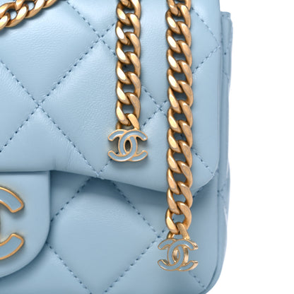 Chanel Lambskin Enamel Quilted Mini Pending CC Square Flap Light Blue 9 of 11