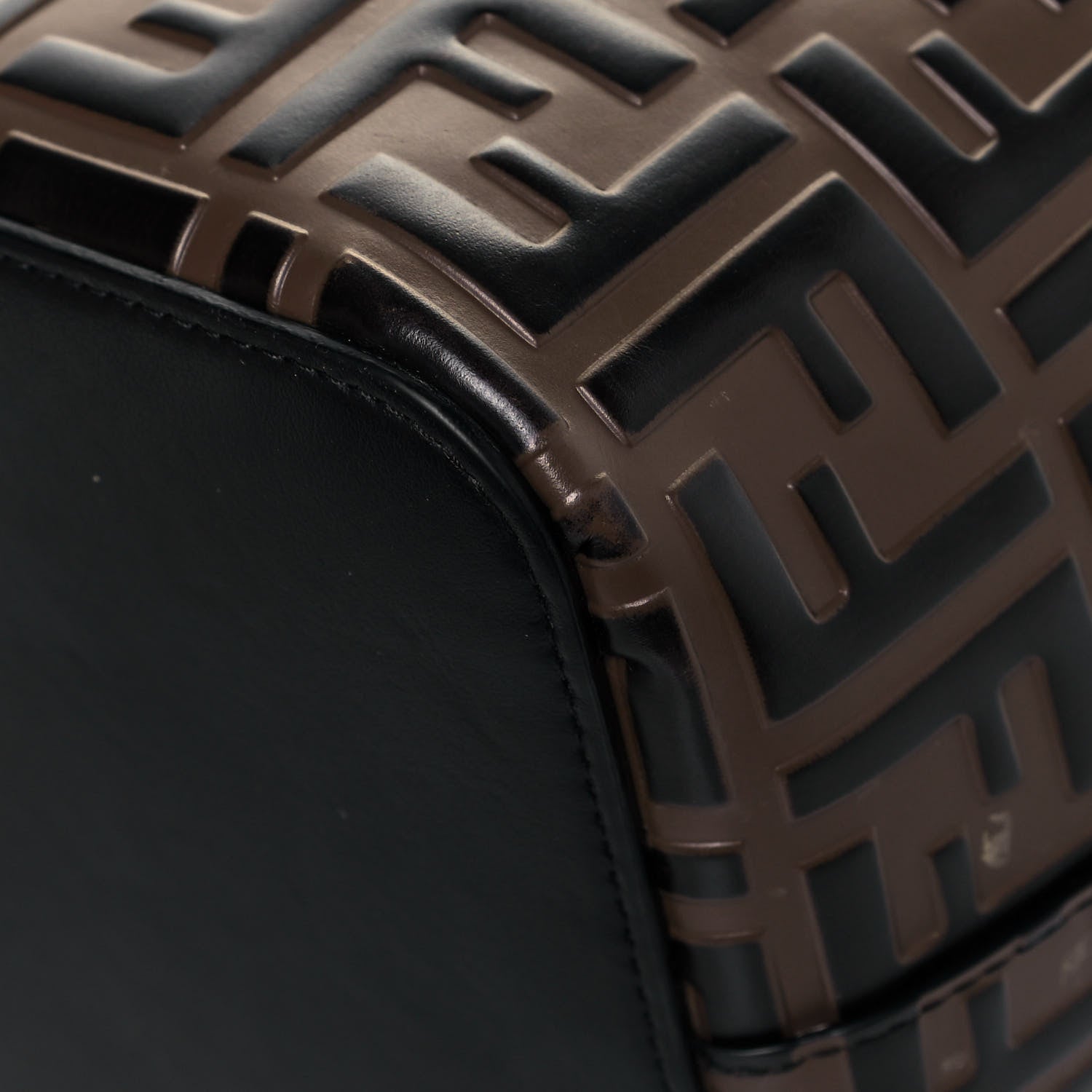 Fendi Vitello Grace F is Fendi Bi-Color FF 1974 Embossed Grande Mon Tresor Bucket Bag Maya Black Fragola 11 of 11