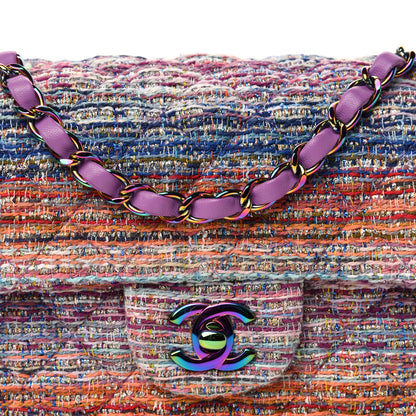 Chanel Tweed Quilted Mini Rectangular Flap Blue Pink Orange 10 of 10