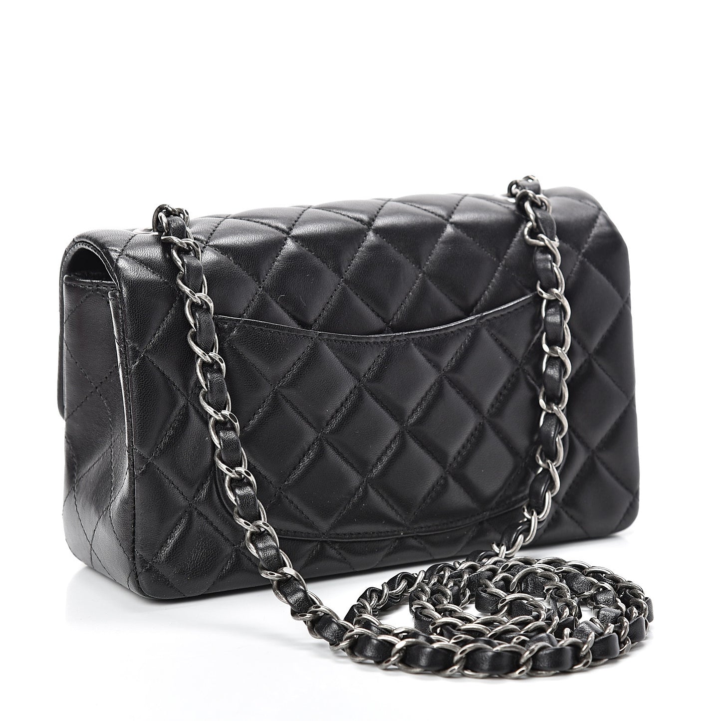 Lambskin Quilted Mini Rectangular Flap Black