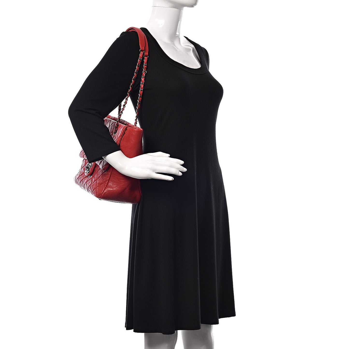 Calfskin Quilted Front Pocket Tote Red