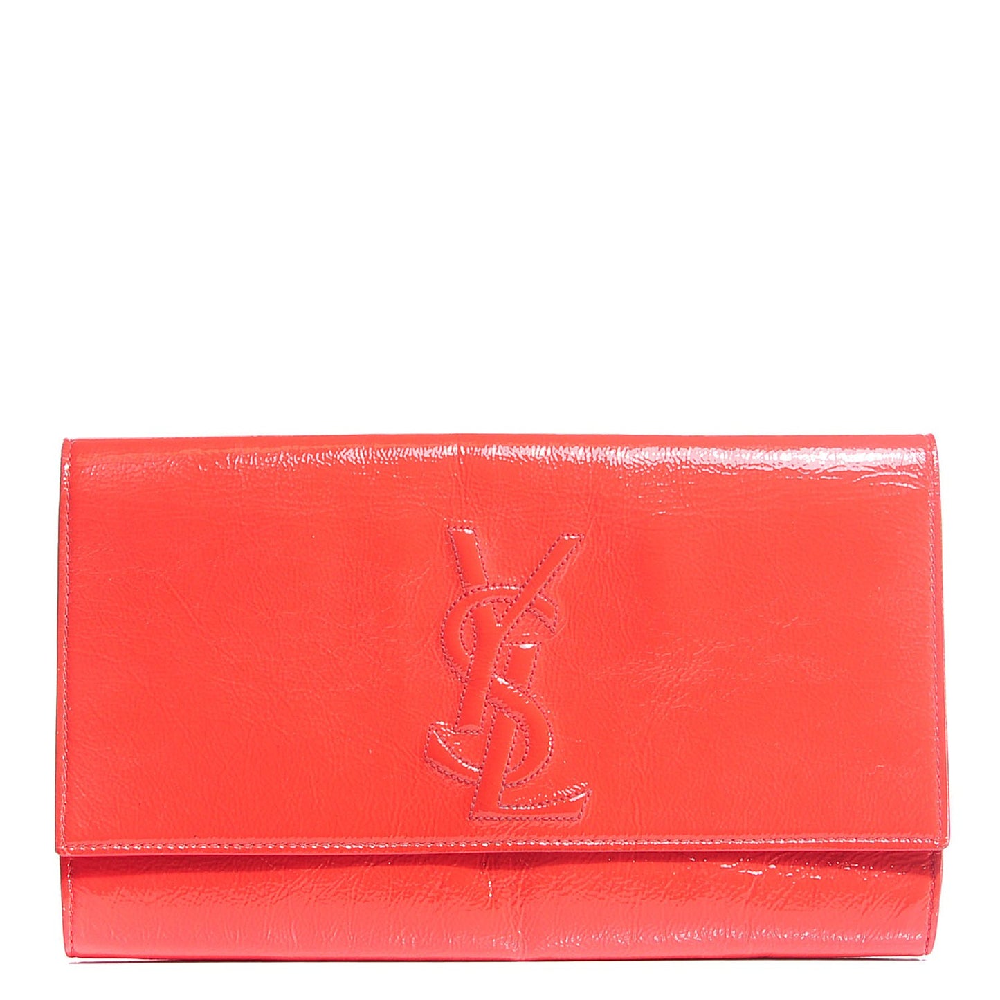 Textured Patent Monogram Large Belle De Jour Clutch Red