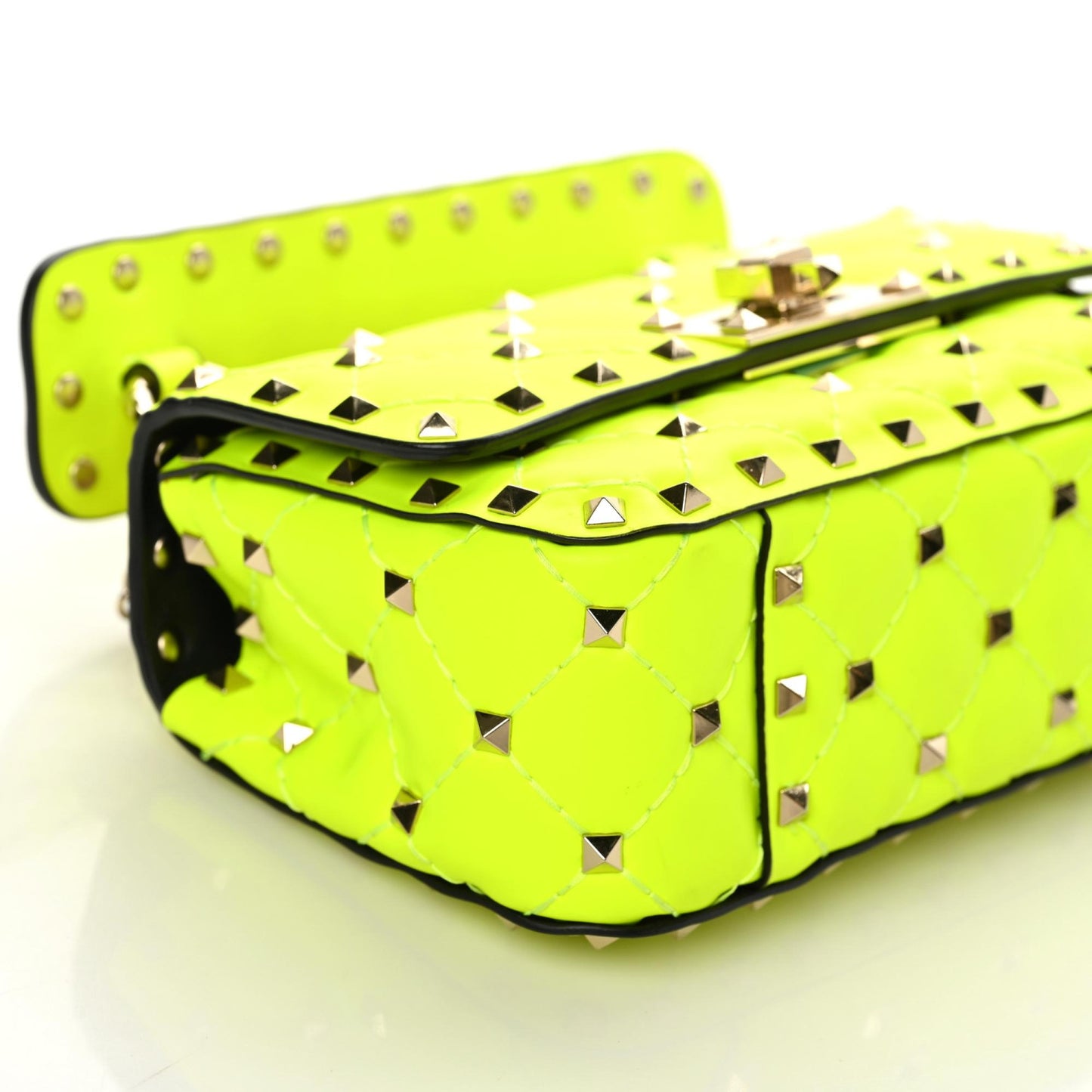 Calfskin Mini Rockstud Spike Shoulder Bag Lime