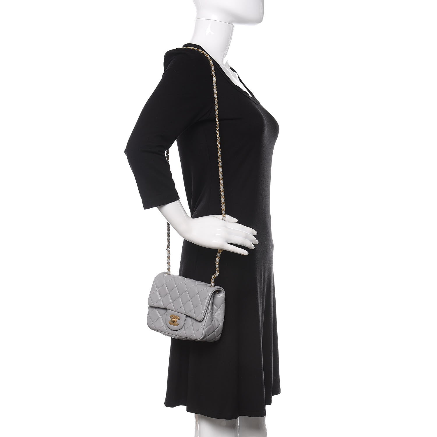 Chanel Lambskin Quilted Mini Pearl Crush Flap Light Grey 2 of 11