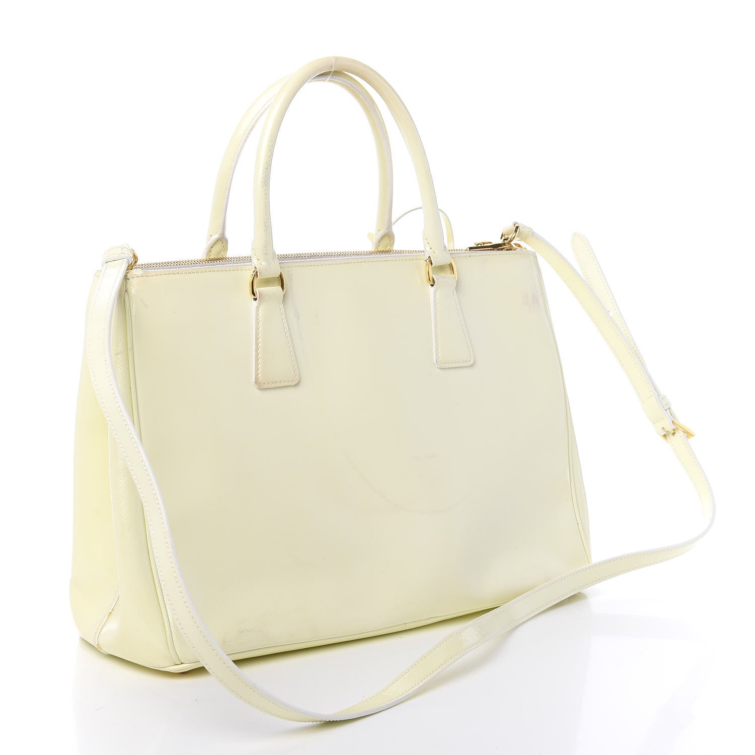 Prada Saffiano Vernice Medium Galleria Double Zip Tote Bianco 4 of 22