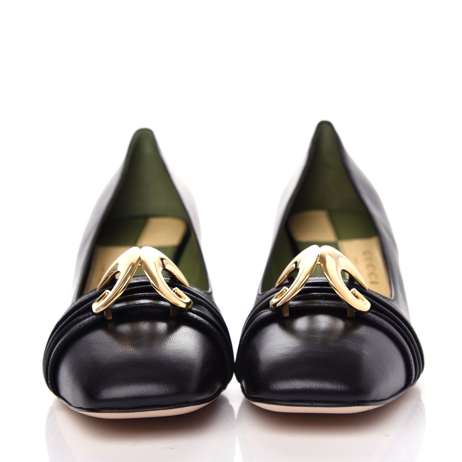 Gucci Malaga Kid Half Moon GG Square Toe Pumps 39 Black 2 of 11