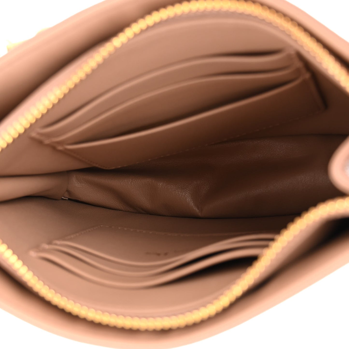 Calfskin Cannage Caro Zipped Pouch With Chain Fard