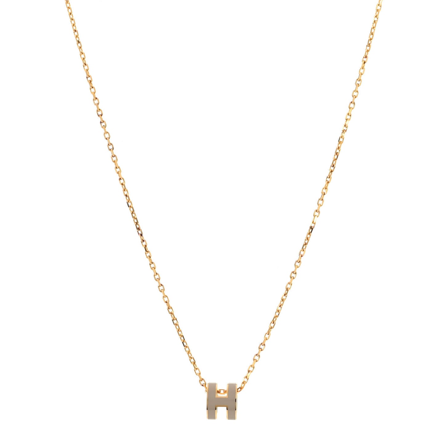 Lacquered Rose Gold Mini Pop H Pendant Necklace Marron Glace