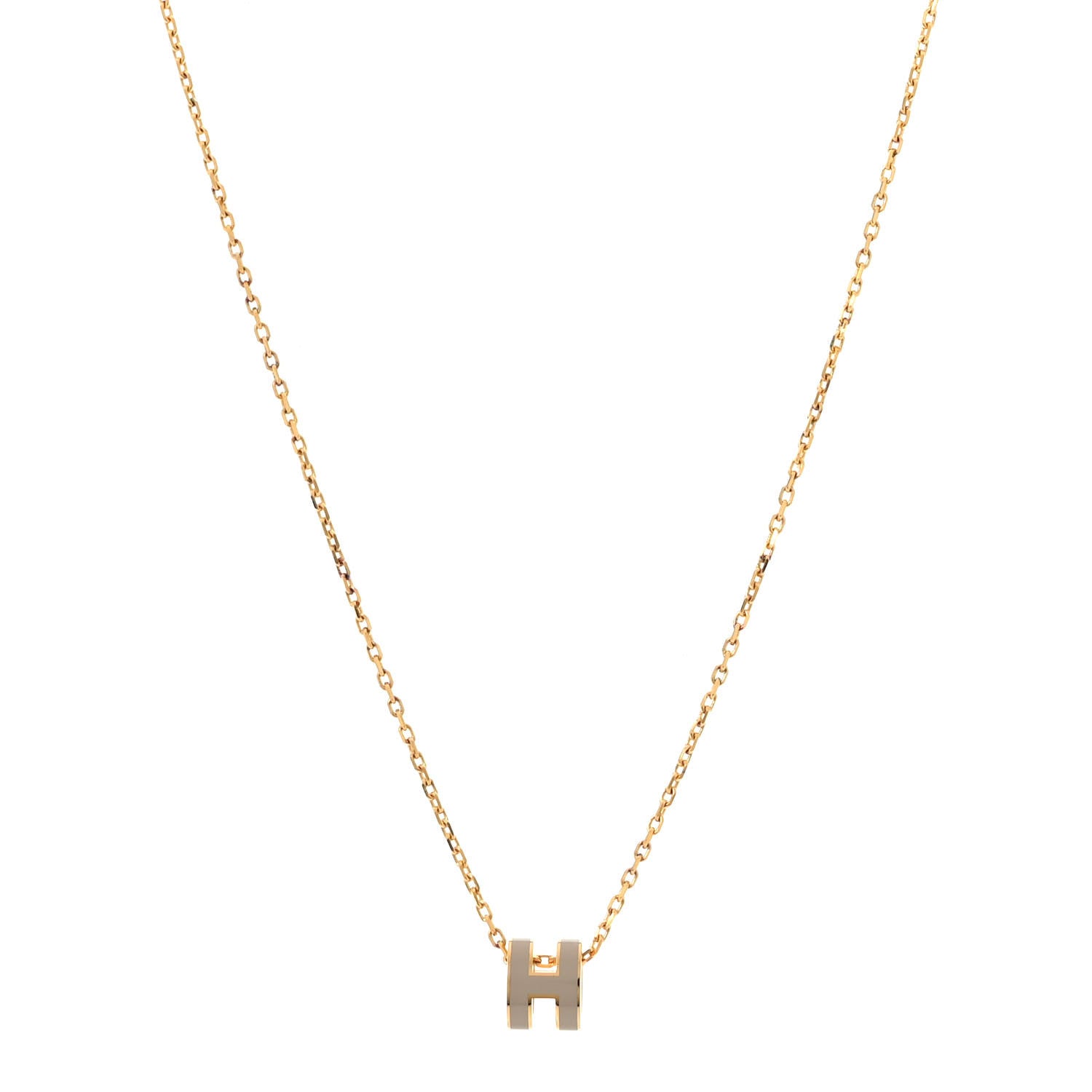 Hermes Lacquered Rose Gold Mini Pop H Pendant Necklace Marron Glace 1 of 6
