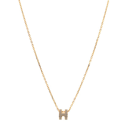 Hermes Lacquered Rose Gold Mini Pop H Pendant Necklace Marron Glace 1 of 6