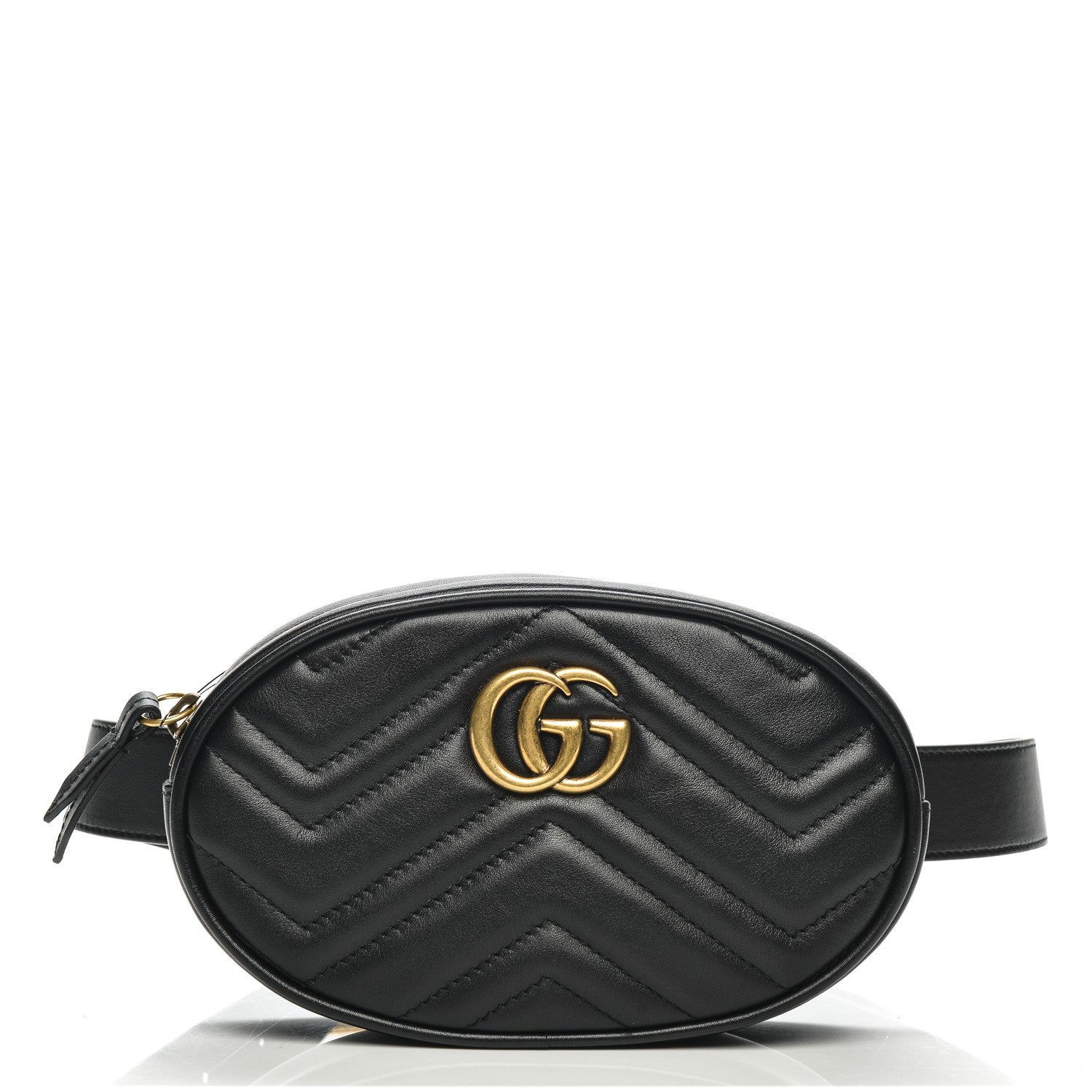 Gucci Calfskin Matelasse GG Marmont Belt Bag 75 30 Black 1 of 7