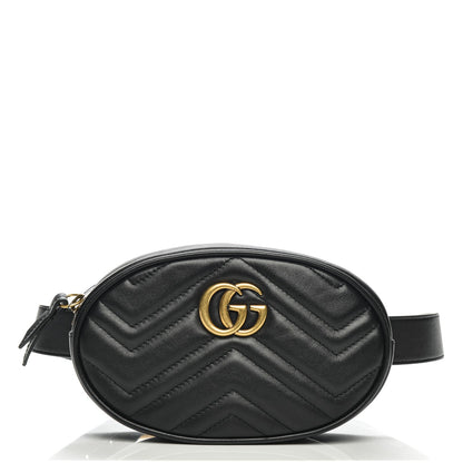 Gucci Calfskin Matelasse GG Marmont Belt Bag 75 30 Black 1 of 7