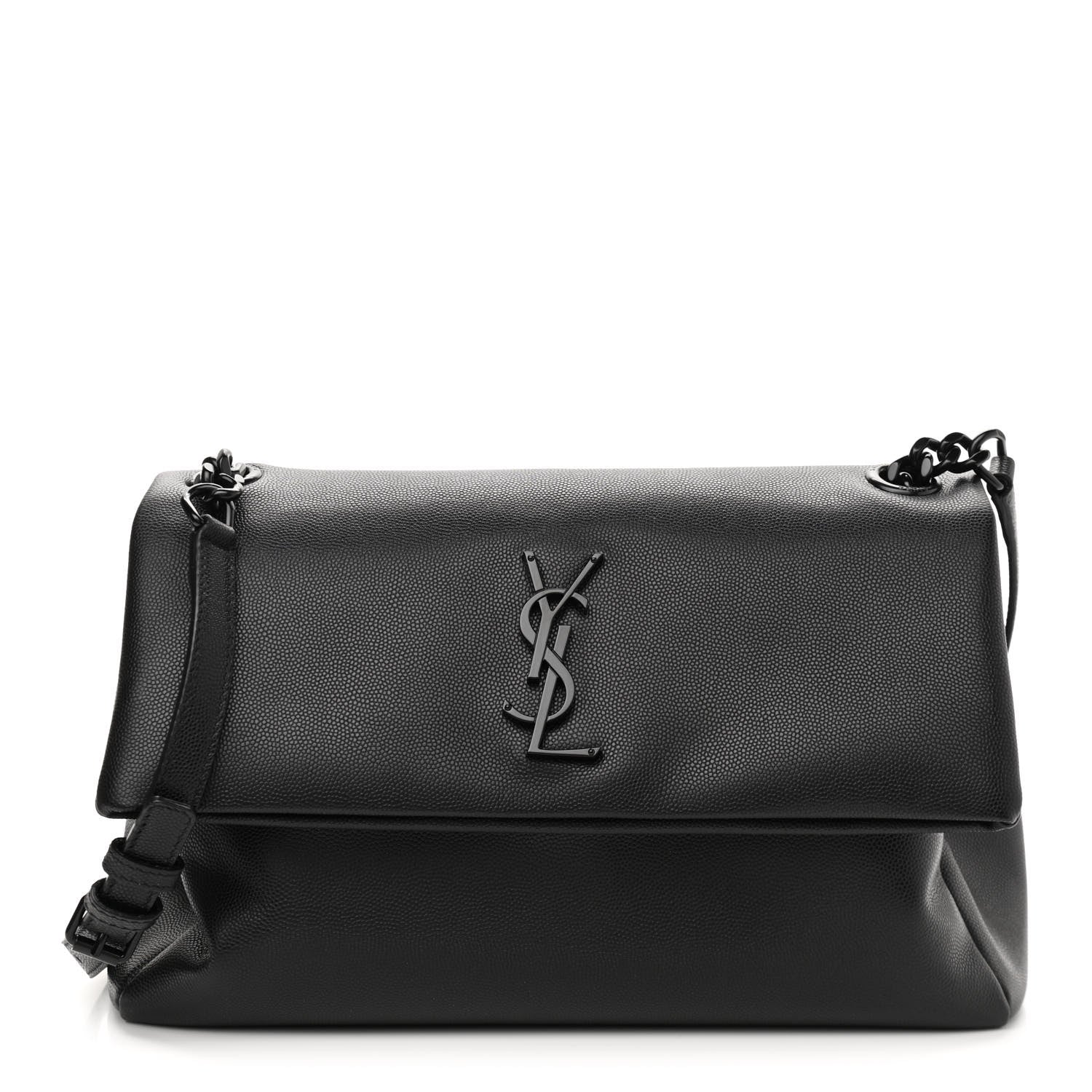 Saint Laurent Grain De Poudre Medium West Hollywood Monogram Fold-Over Black 1 of 11