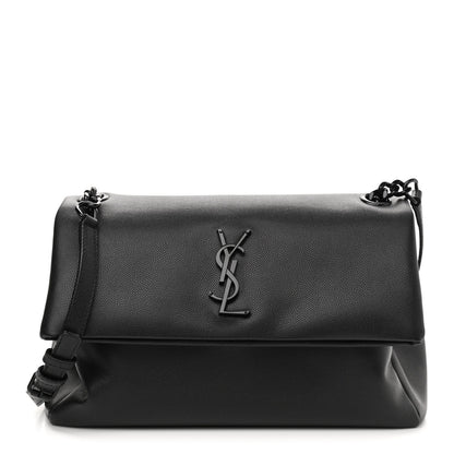 Saint Laurent Grain De Poudre Medium West Hollywood Monogram Fold-Over Black 1 of 11