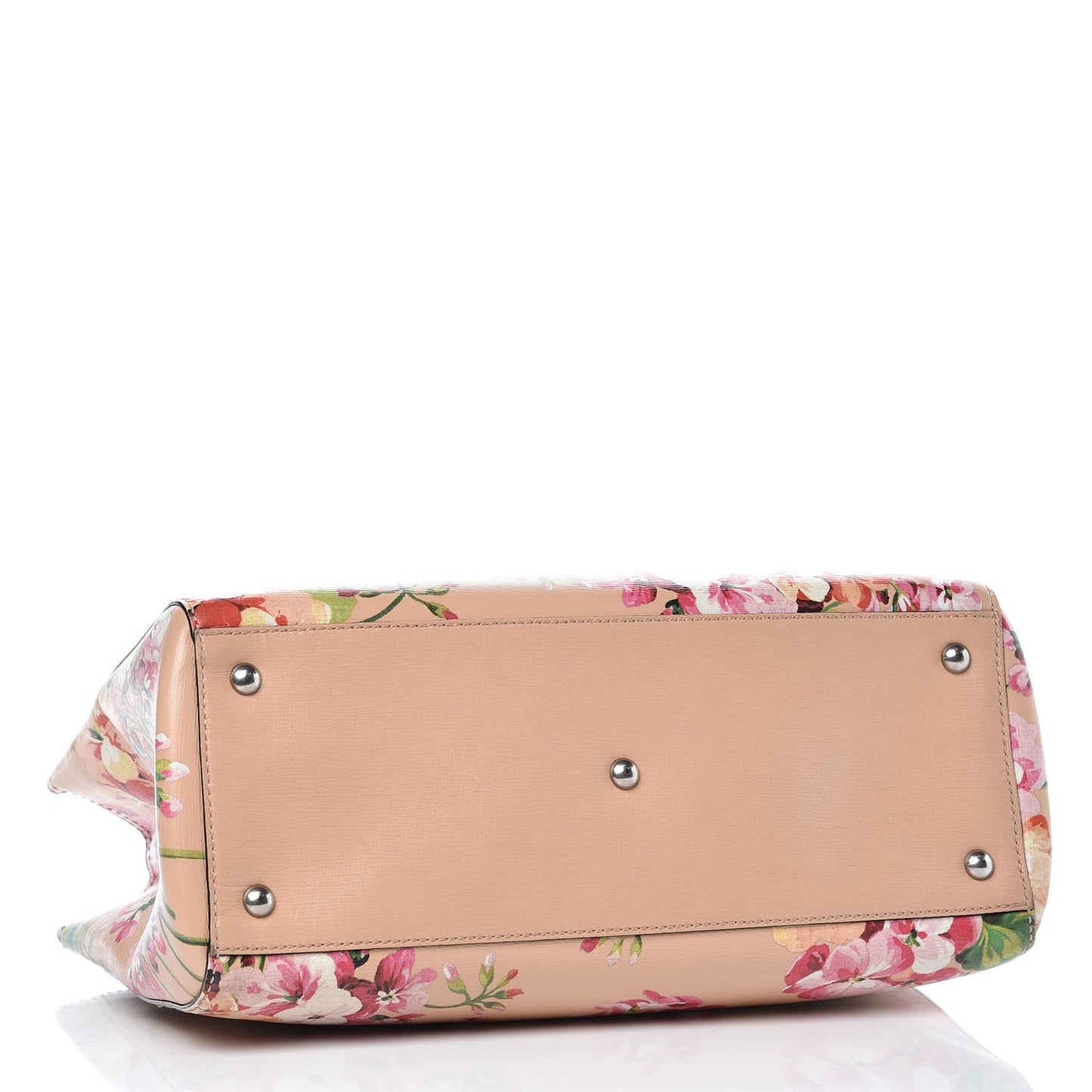 Shangai Calfskin Blooms Print Medium Bamboo Shopper Tote Pink Apricot Multicolor