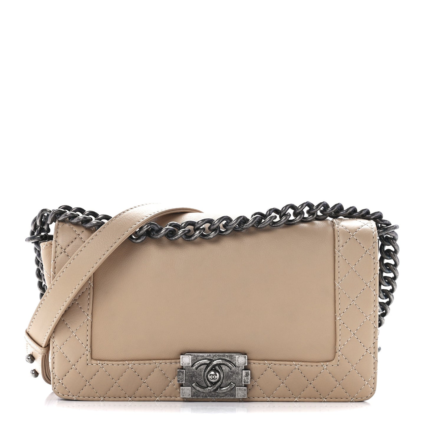 Calfskin Medium Boy Reverso Flap Beige Clair