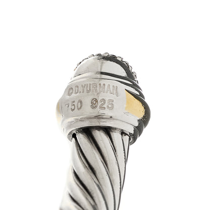 David Yurman Sterling Silver 18K Yellow Gold Diamond Pave 7mm Cable Classics Bracelet 3 of 3