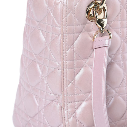 Christian Dior Pearly Lambskin Cannage Medium Lady Dior Lotus 13 of 16