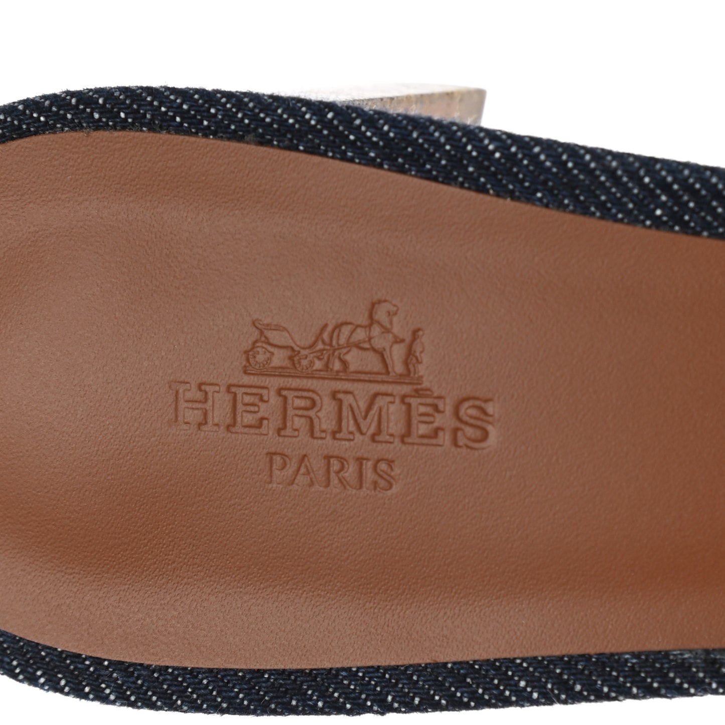 Calfskin Denim Oasis Sandals 38.5 Bleu Brut Gold