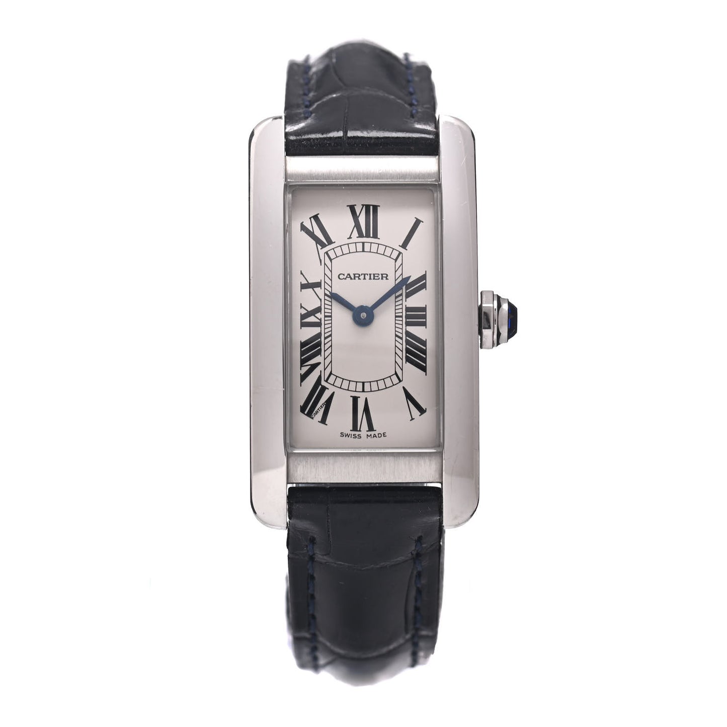 Stainless Steel Alligator 19mm Tank Americaine Quartz Watch