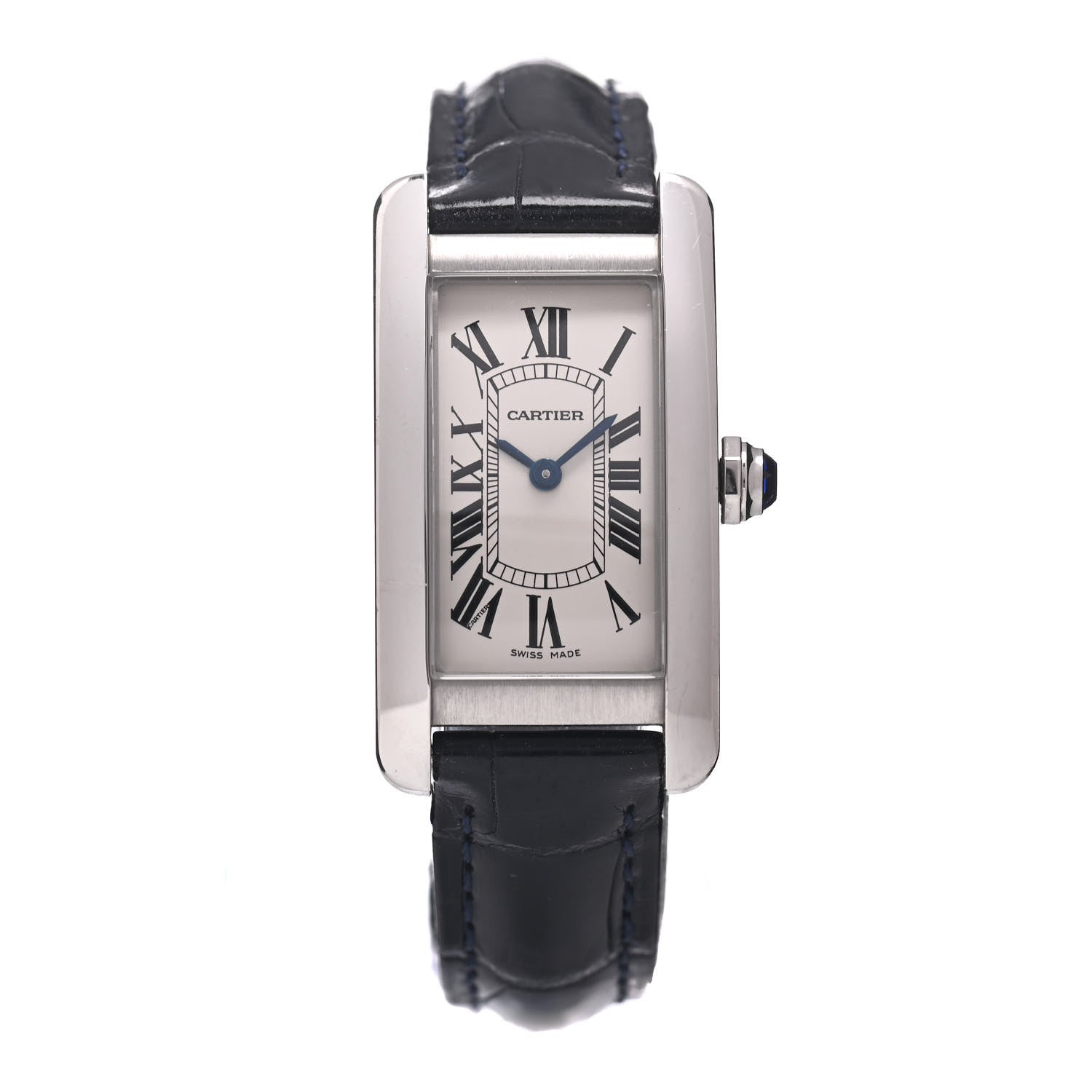 Cartier Stainless Steel Alligator 19mm Tank Americaine Quartz Watch 1 of 5