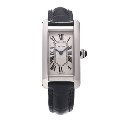 Cartier Stainless Steel Alligator 19mm Tank Americaine Quartz Watch 1 of 5