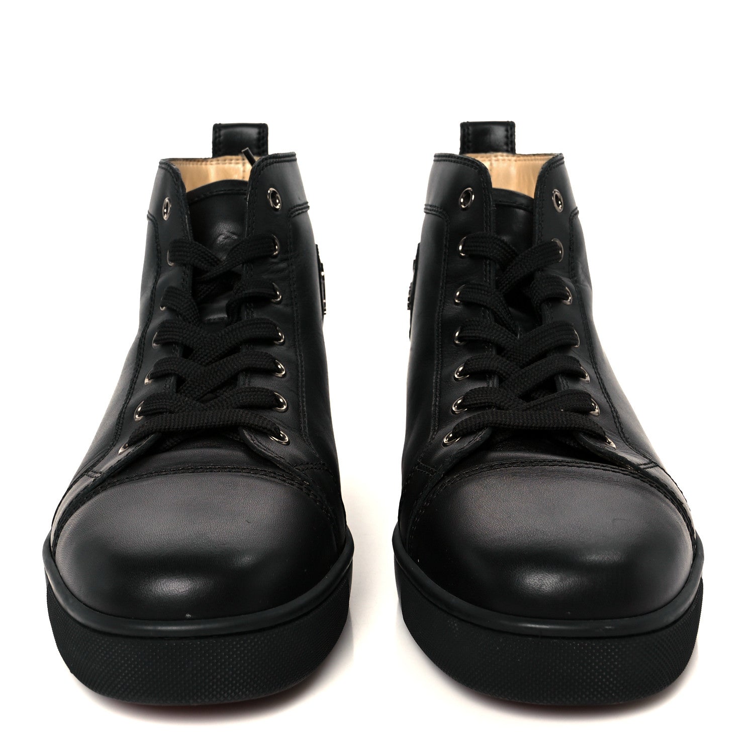 Christian Louboutin Calfskin Mens Louis High Top Sneakers 44 Black 3 of 10