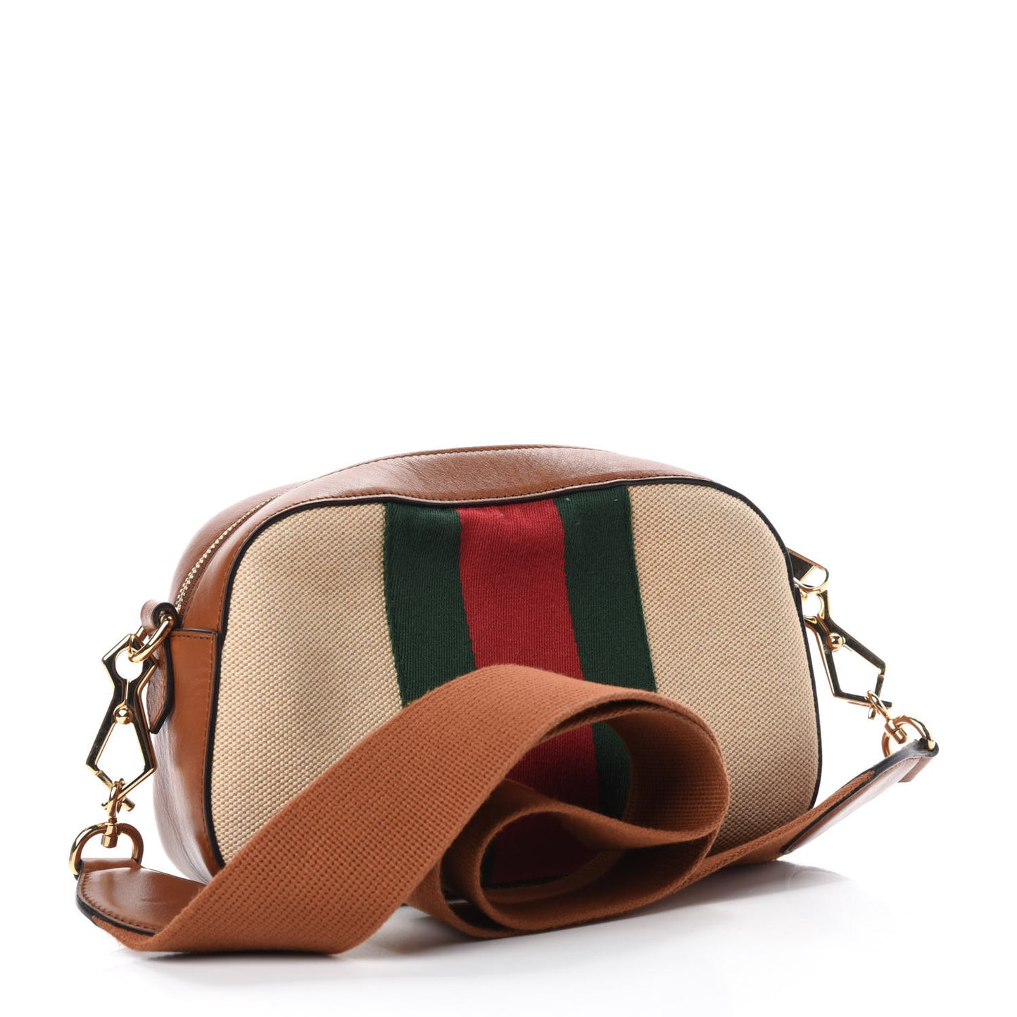 Vintage Canvas Web Shoulder Bag Sand Cuir