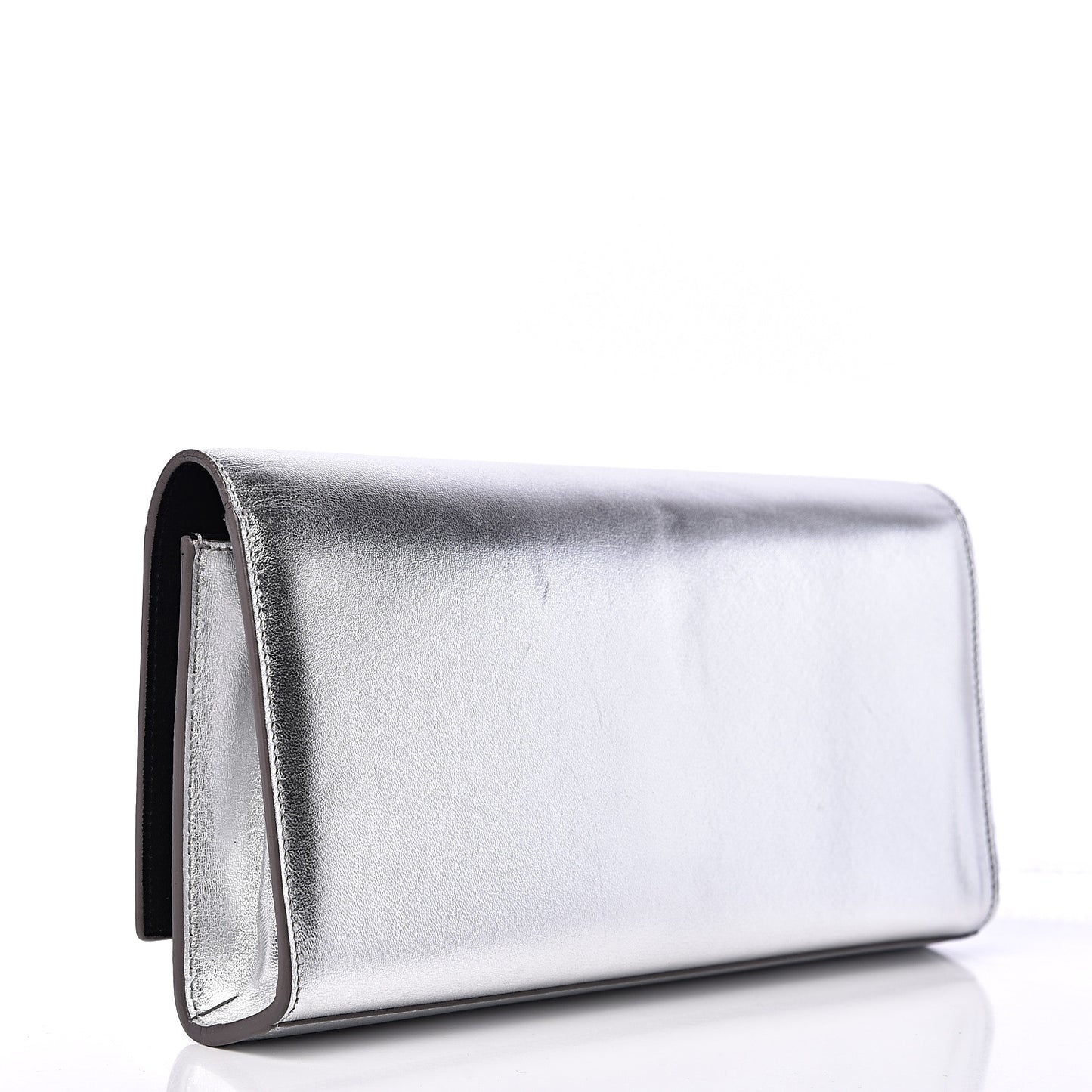Metallic Calfskin Classic Monogram Cassandre Clutch Argento