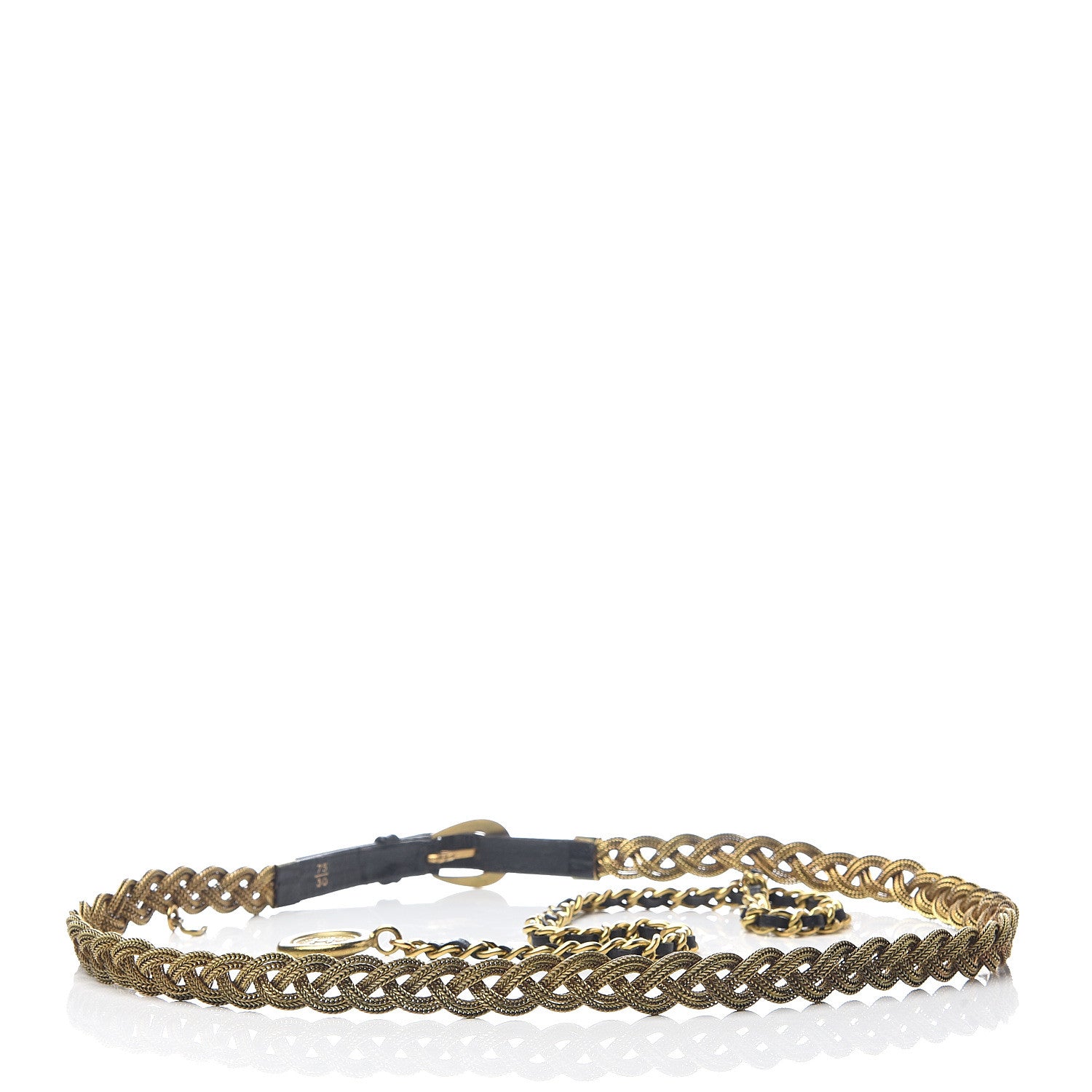 Chanel Lambskin Chain Brained CC Medallion Belt 75 30 Black Gold 2 of 3
