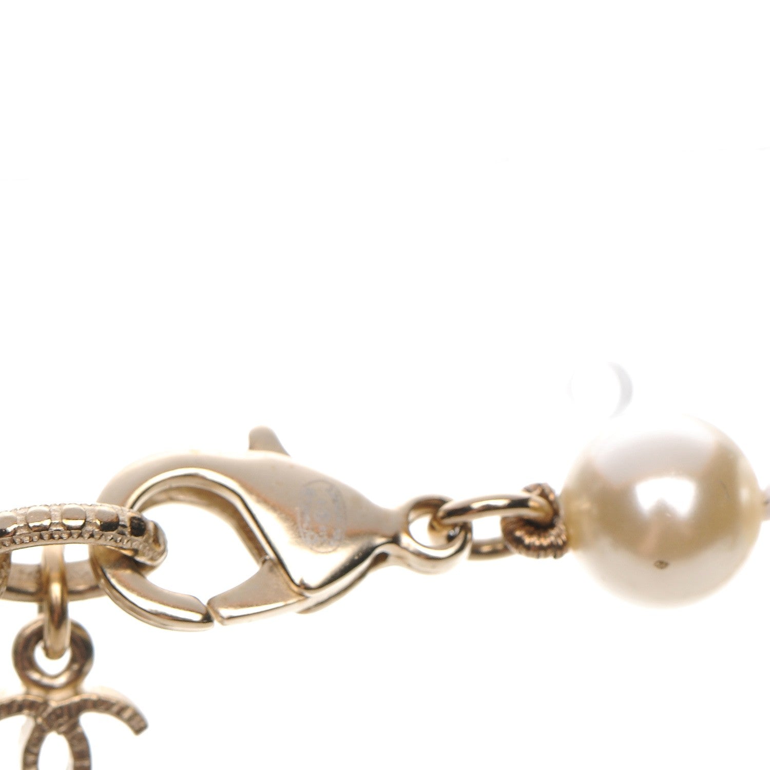Chanel Pearl Gripoix Poured Glass Long Necklace Gold Green White 5 of 6