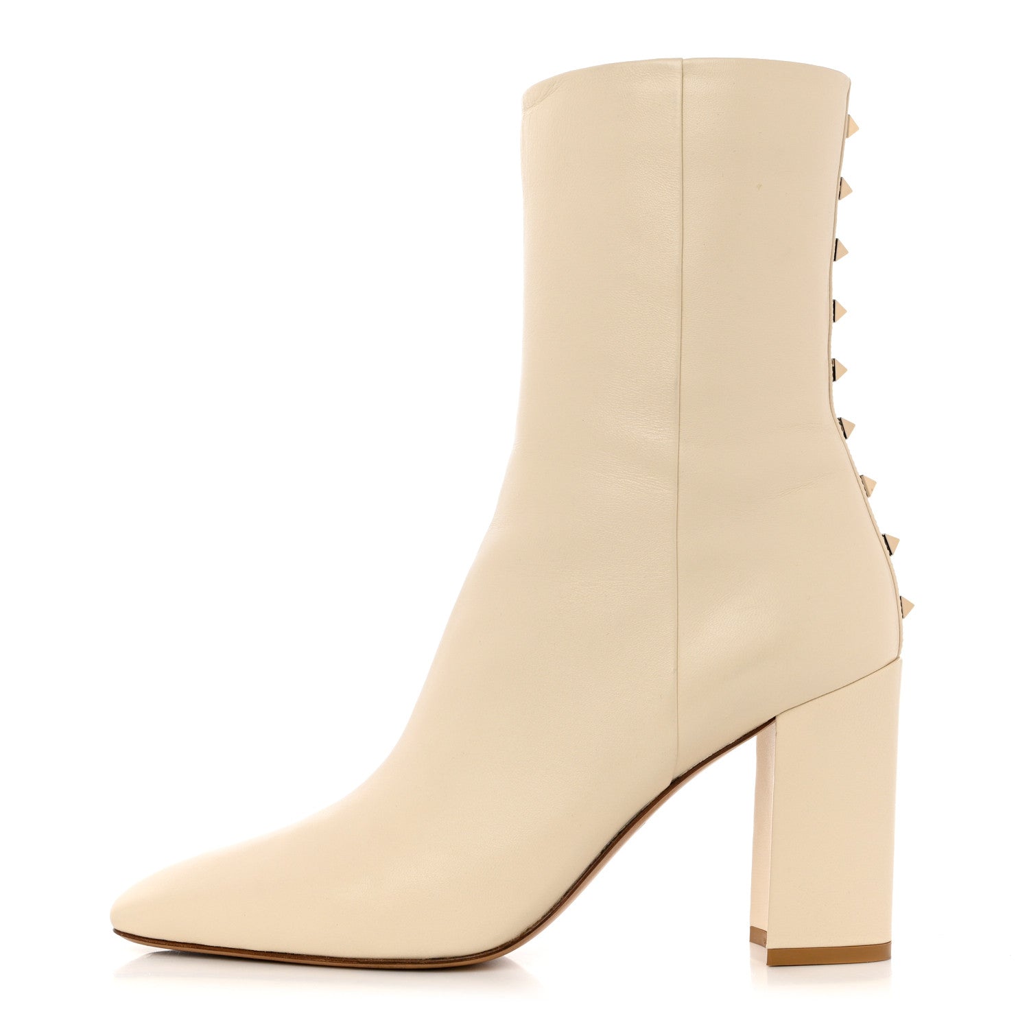 Valentino Garavani Calfskin Rockstud 90mm Ankle Boots 40 Light Ivory 1 of 11