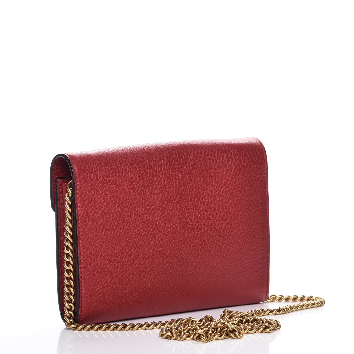 Calfskin GG Marmont Chain Wallet Vulcanic Red