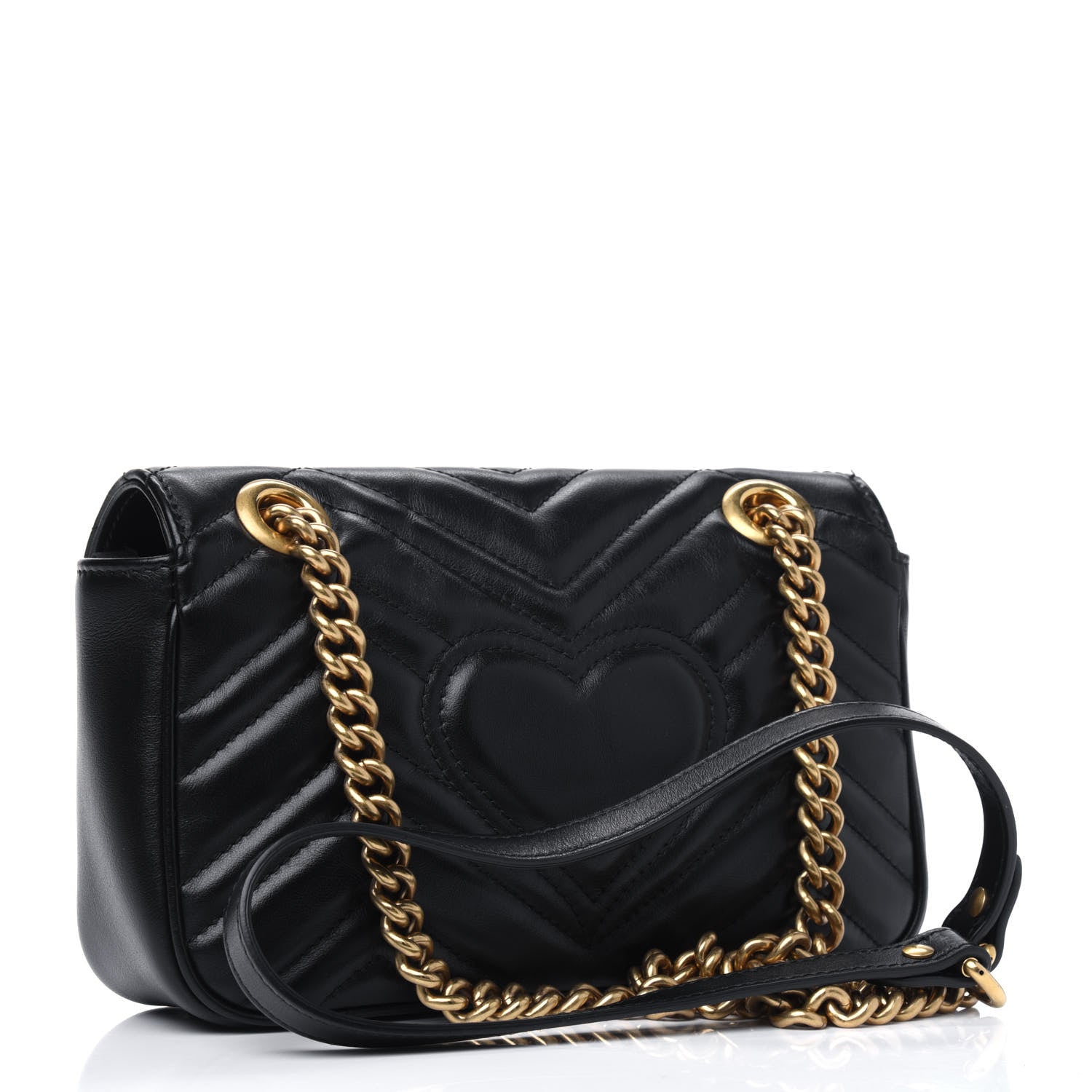 Gucci Calfskin Matelasse Mini GG Marmont Shoulder Bag Black 2 of 5