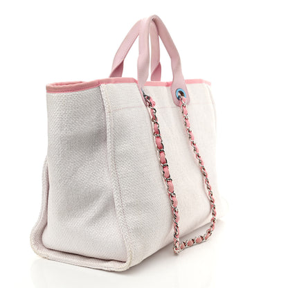 Chanel Canvas Large Deauville Tote White Pink 2 of 9