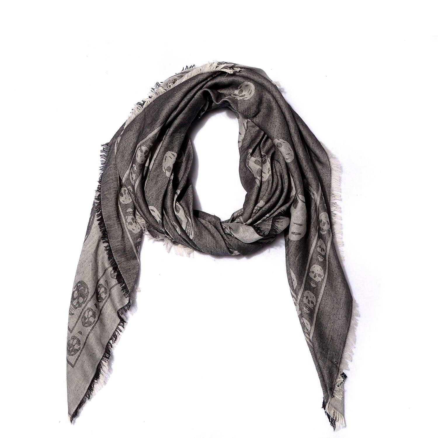 Alexander McQueen Cotton Viscose Skull Shawl Grey 1 of 7