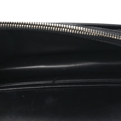 Saint Laurent Calfskin Crocodile Embossed Monogram Sunset Top Handle Chain Wallet Black 5 of 9