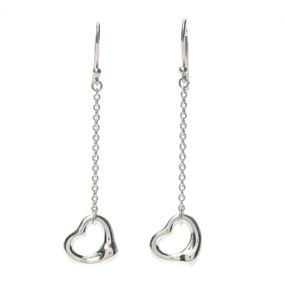 Tiffany Sterling Silver Elsa Peretti Open Heart Drop Earrings 1 of 4
