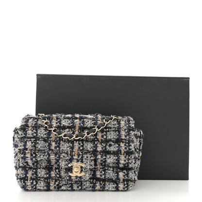 Chanel Glittered Tweed Quilted Mini Rectangular Flap Navy Blue 11 of 11