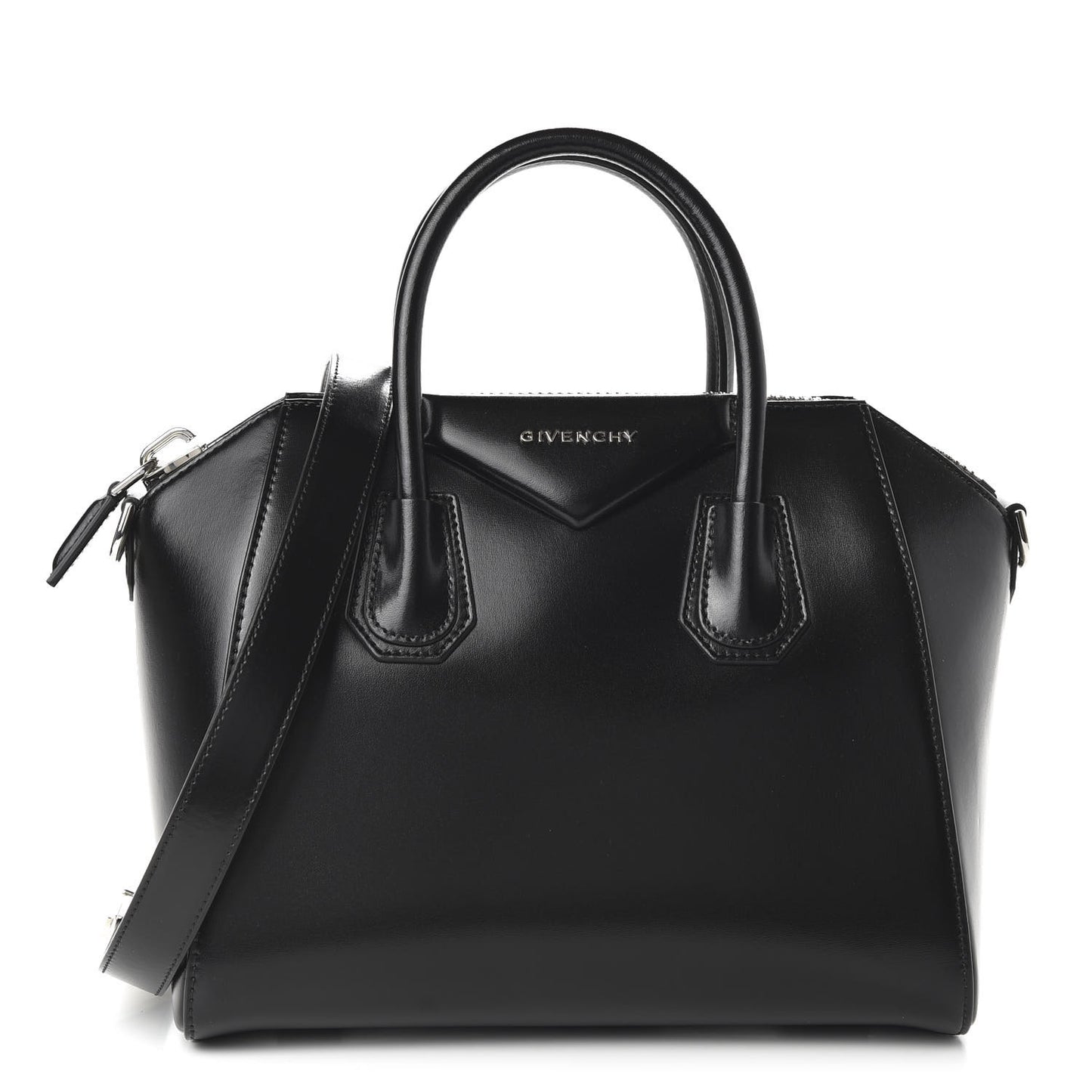 Shiny Lord Calfskin Small Antigona Black