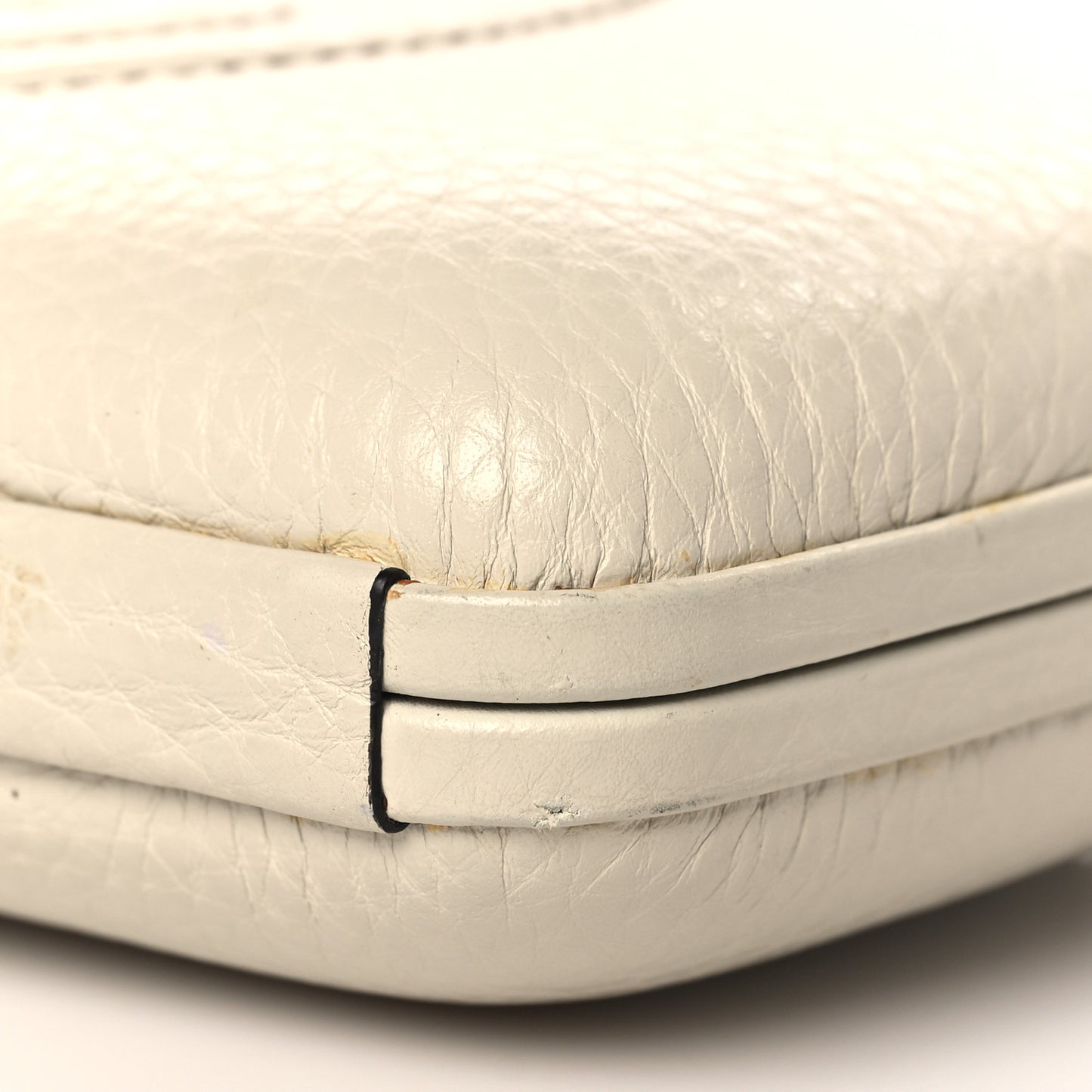 Pebbled Calfskin Soho Hard Case Clutch White
