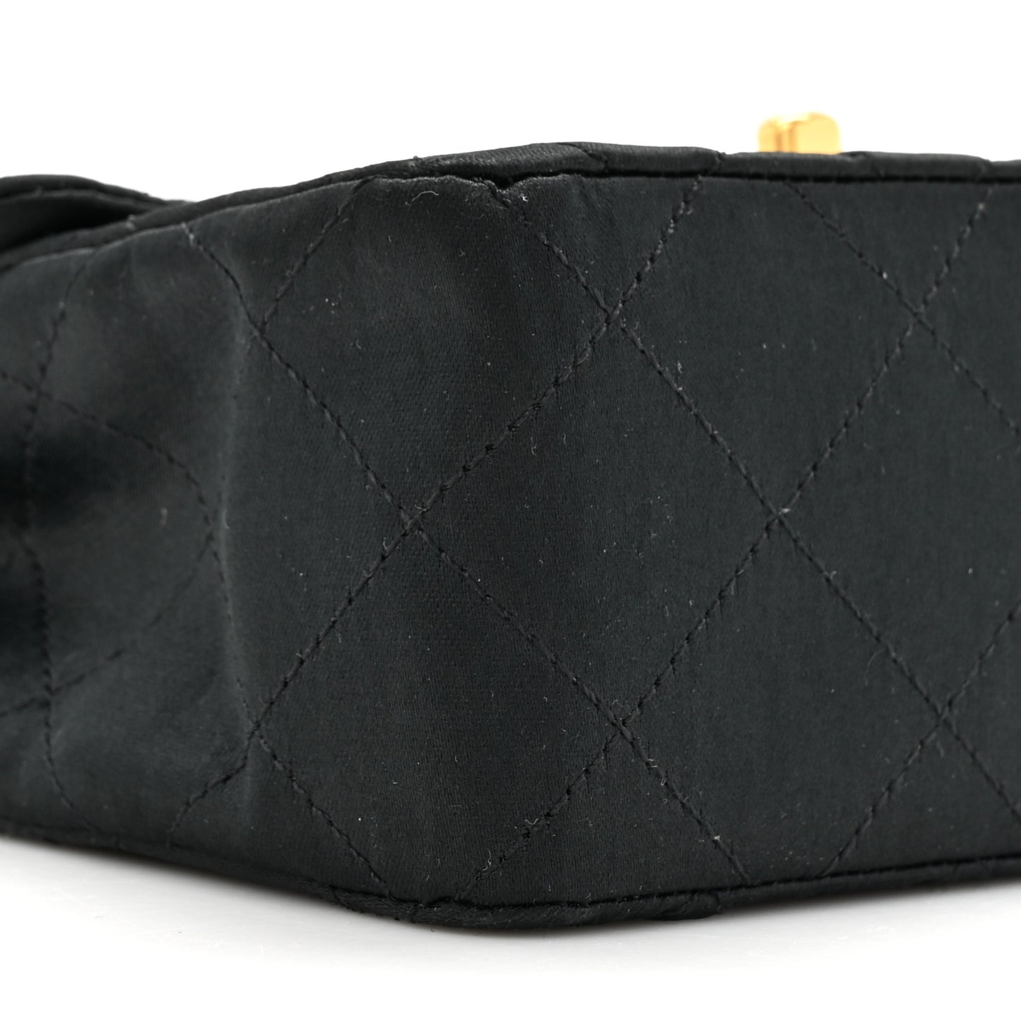 Satin Quilted Mini Square Flap Black