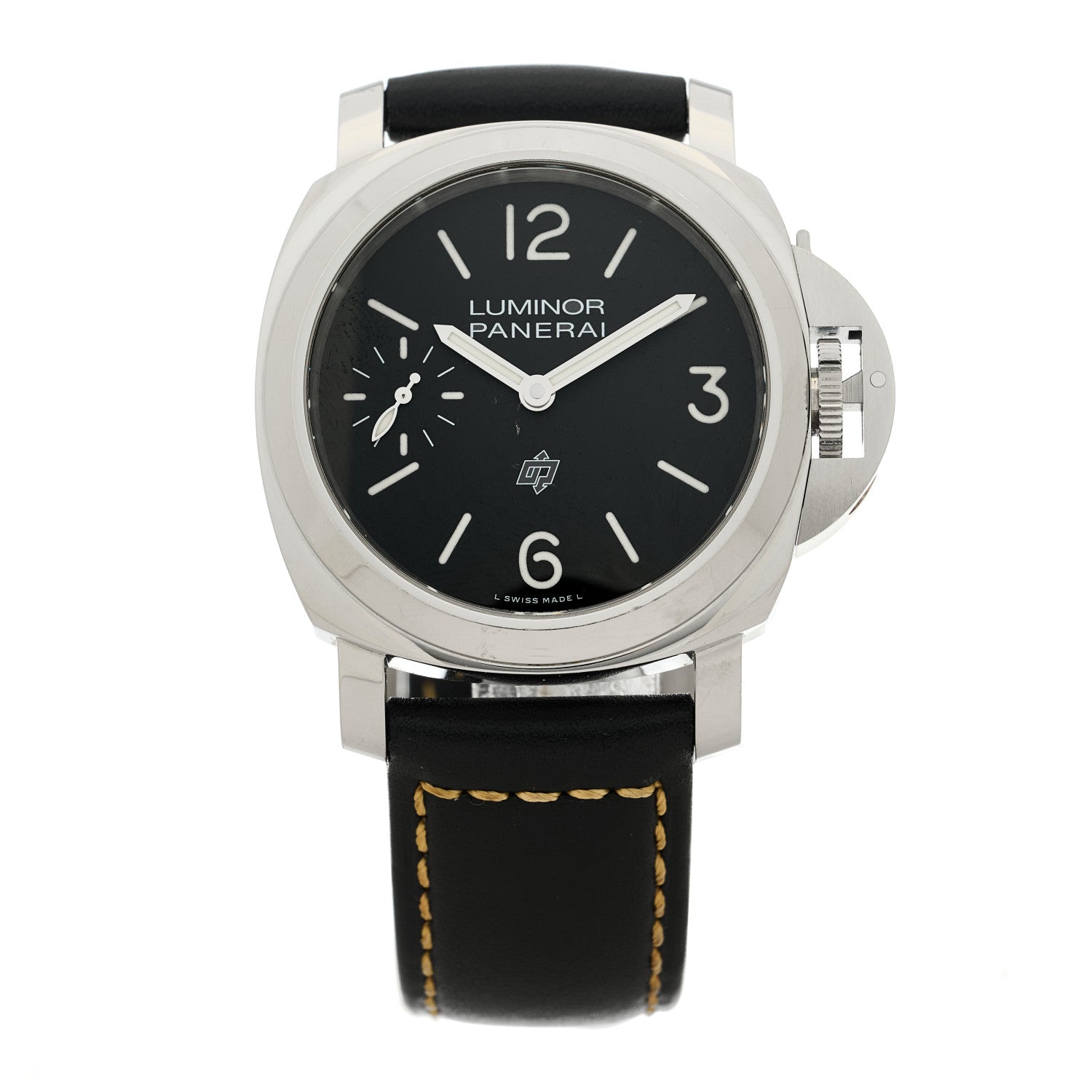 Panerai Stainless Steel Calfskin 44mm Luminor Logo Manual Winding Watch Black PAM01084 1 of 5