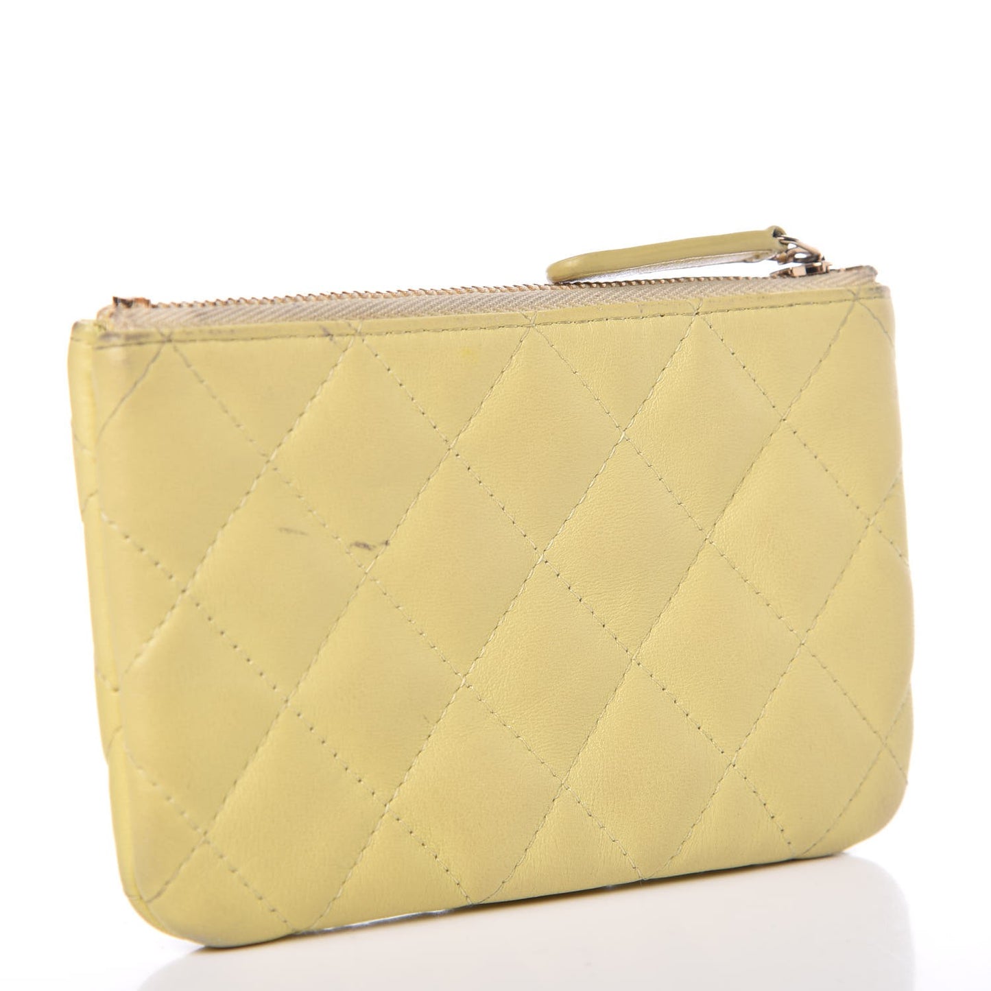 Lambskin Quilted Small Cosmetic Case Yellow
