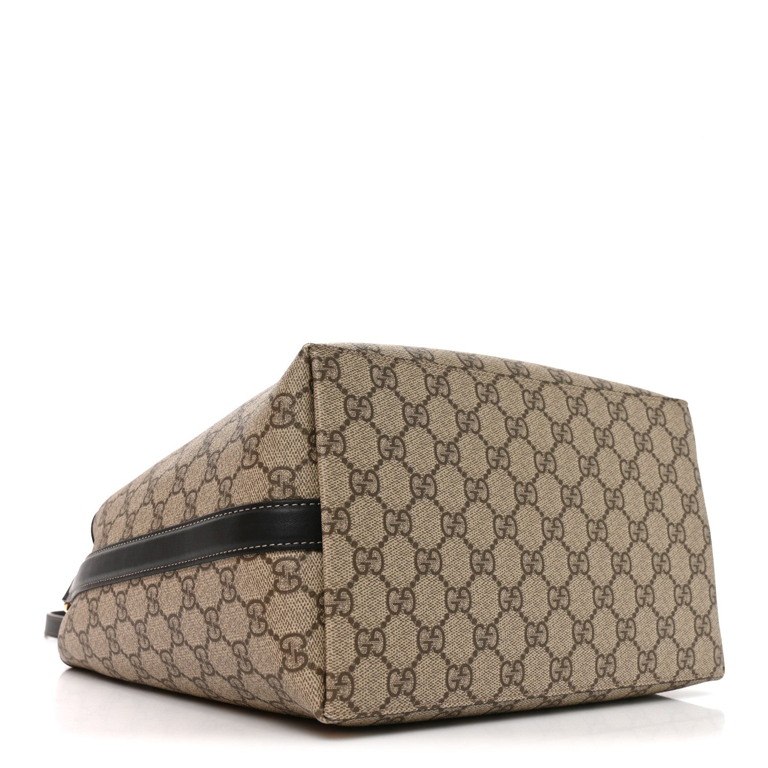 Gucci GG Supreme Monogram Medium Emblem Bucket Bag  Beige Dark Brown Black 3 of 9
