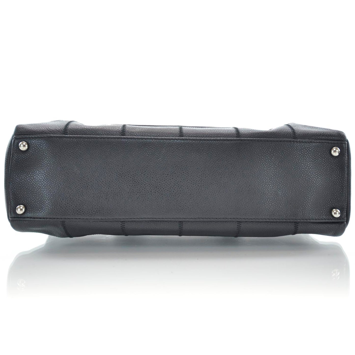 Caviar Square Stitched Satchel Black