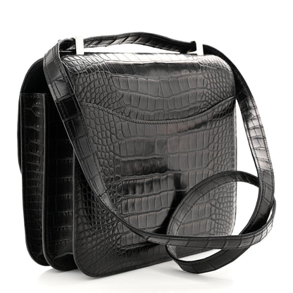Hermes Matte Alligator Lizard Constance 24 Black Ombre 3 of 11