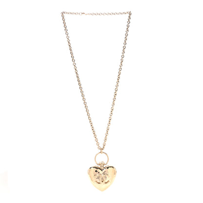 Chanel Metal CC Heart Locket Necklace Gold 3 of 7