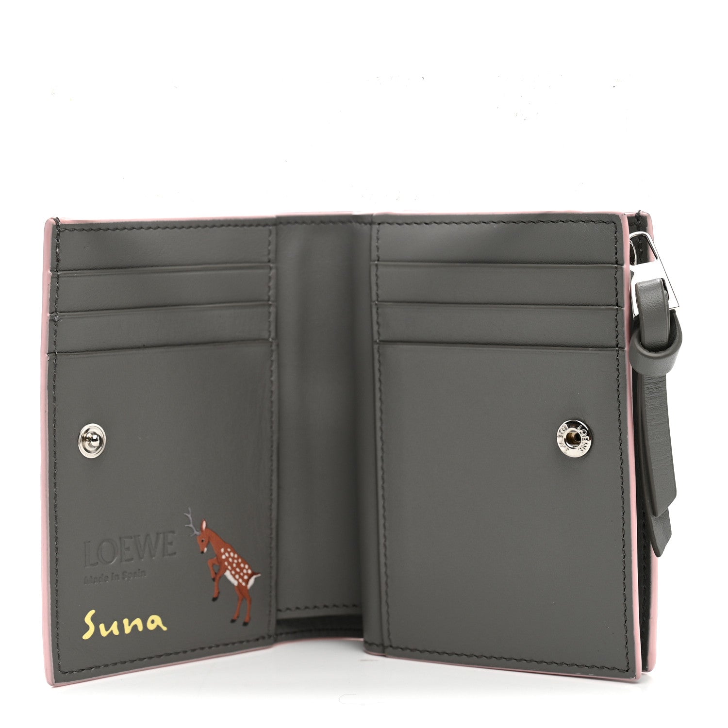 Loewe X SUNA FUJITA Satin Calfskin Deer Compact Zip Wallet Pink 5 of 7